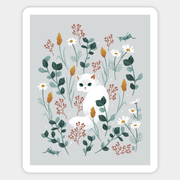 Cat in the meadow Magnet by Freeminds